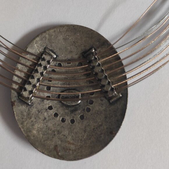 Vintage necklace with silver-tone pendant "Wiry big sun" - Picture 3 of 4